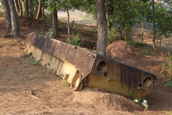 Ebene der Tonkruege russischer Panzer