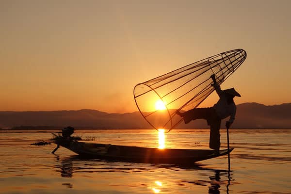 Inle Lake Fischer Sonnenuntergang 1