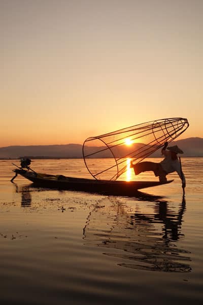 Inle Lake Fischer Sonnenuntergang 2