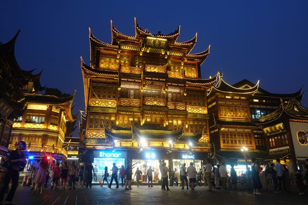 Shanghai Sehenswürdigkeiten Yuyuan Garden abends 4