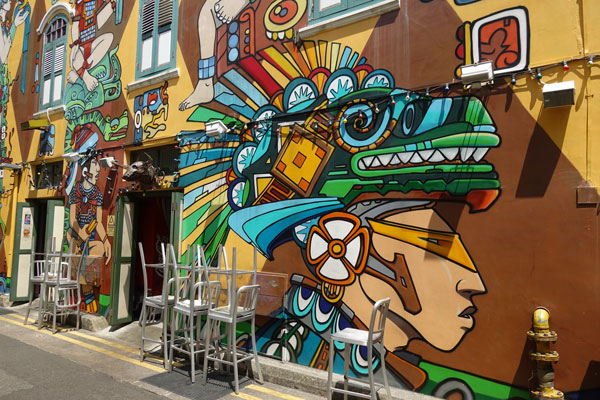 Singapur Sehenswürdigkeiten arabisches Viertel Kneipenstrasse Street Art 4
