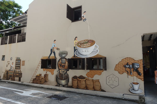 Singapur Sehenswürdigkeiten arabisches Viertel Kneipenstrasse Street Art 5